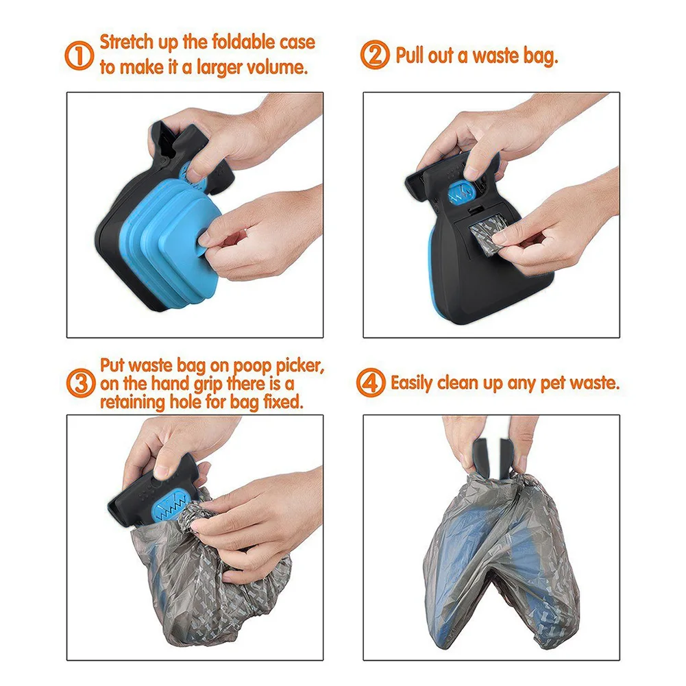 Dog Pet Travel Foldable Pooper Scooper With 1 Roll Decomposable bags Poop Scoop Clean Pick Up Excreta Cleaner - Image 6