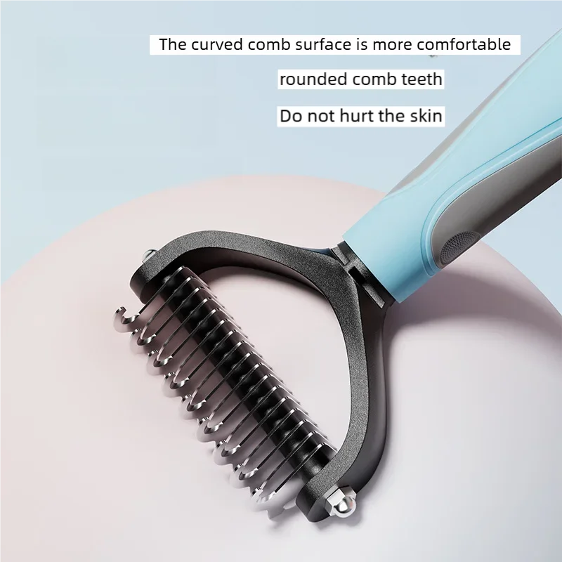 Pet Deshedding Brush Double Sided Pet Grooming Tool for Shedding and Dematting - Stainless Steel Dog Comb with Effective Results - Image 3