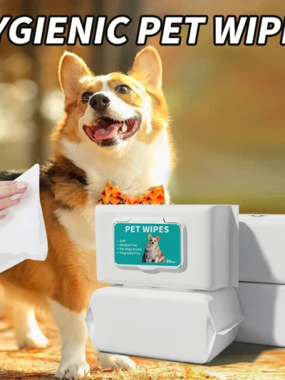 Multi Purpose Pet Wipes for Dogs Cats Plant Based Deodorizer Sensitive Skin Care and Odor Remover for Paws Ears and Body